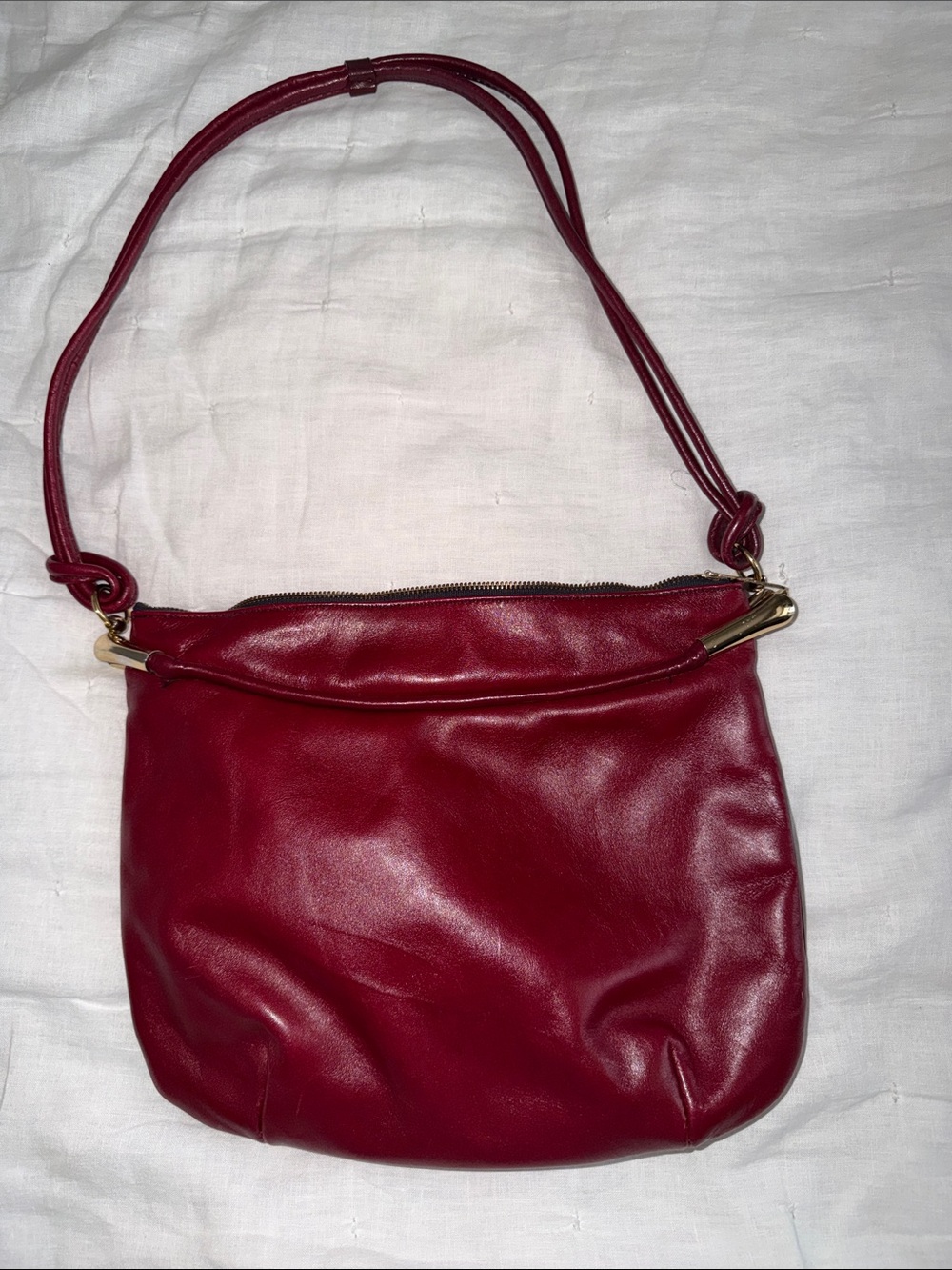 Classic Red Leather Shoulder Bag